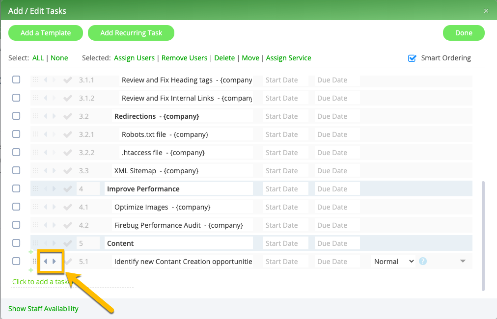 Adding Subtasks